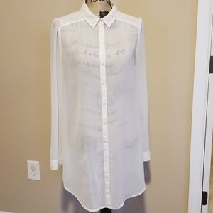 white sheer button down